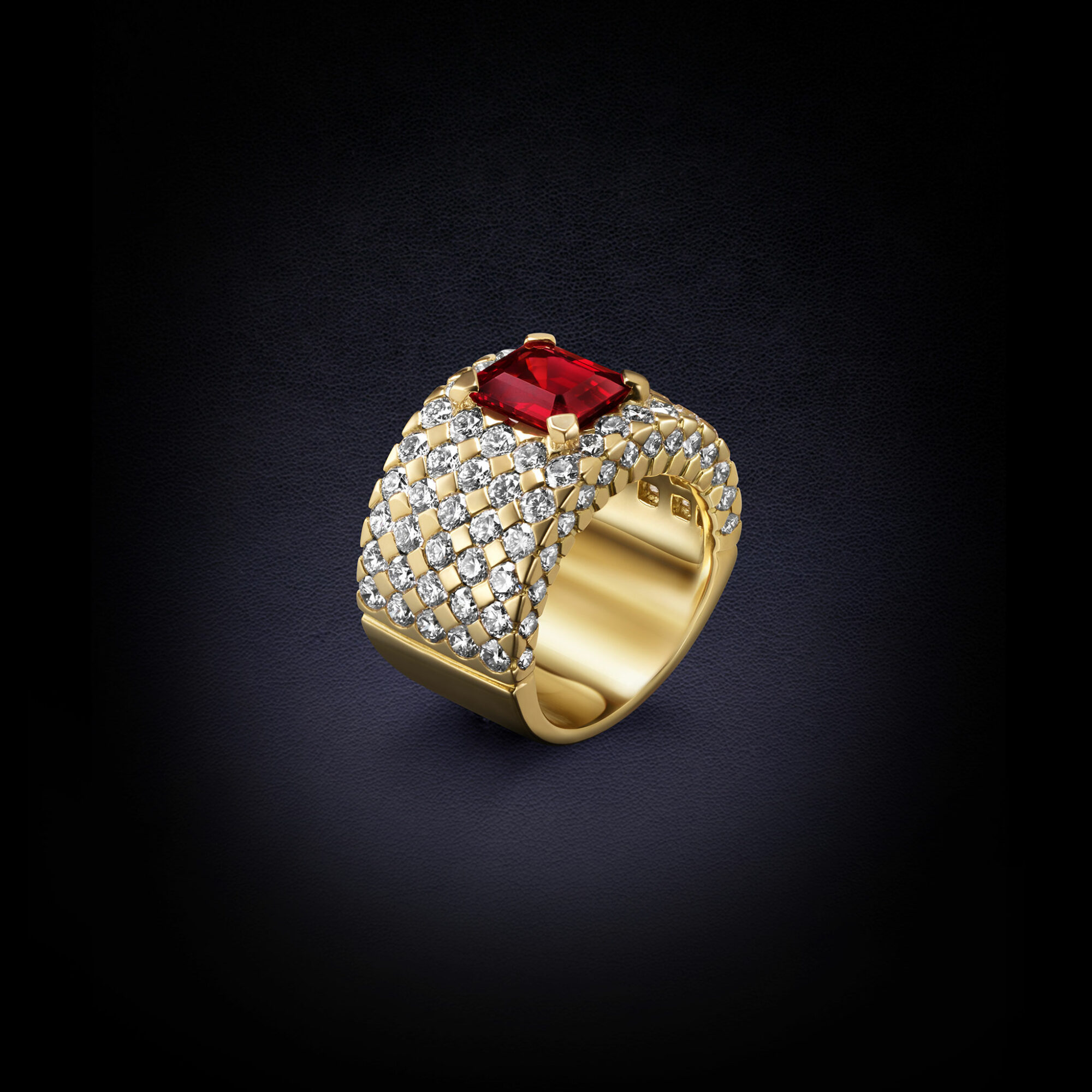 Bague SIGNATURE 5 rangs spinelle rouge