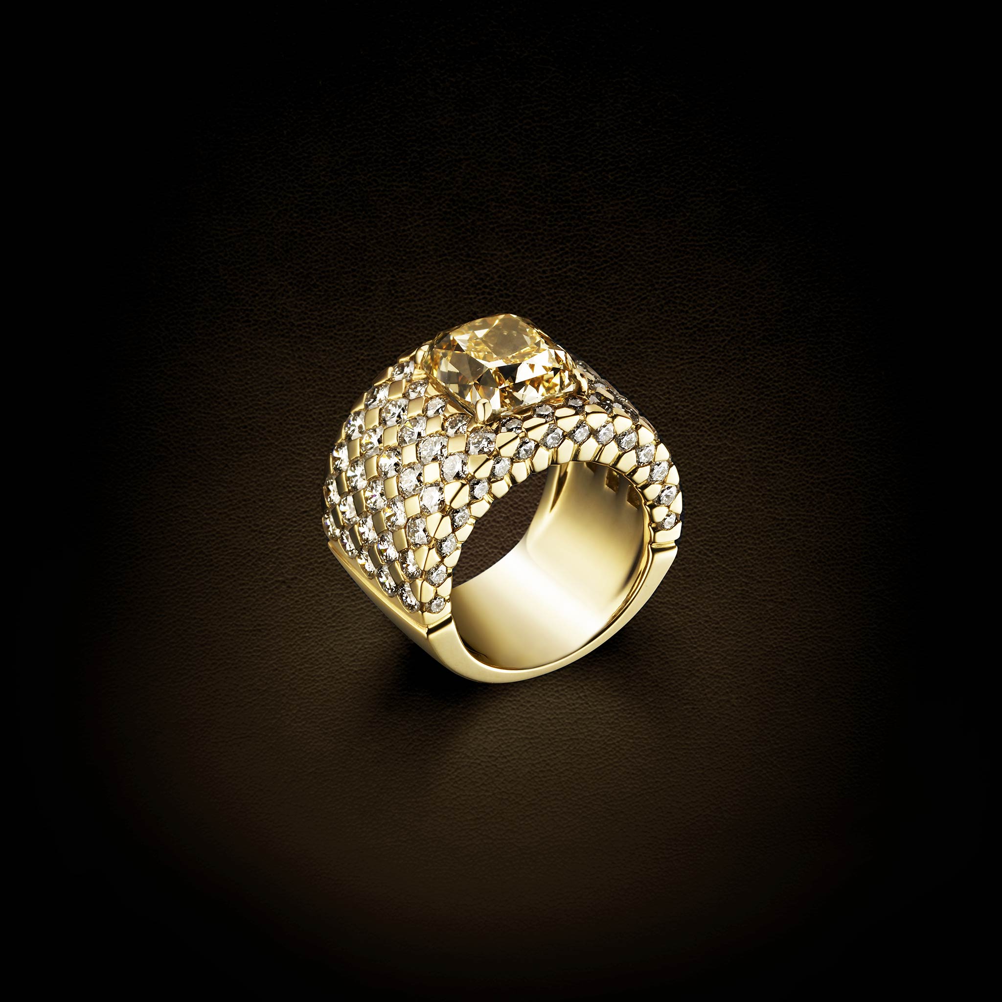 Ring SIGNATURE 5 rows yellow diamond