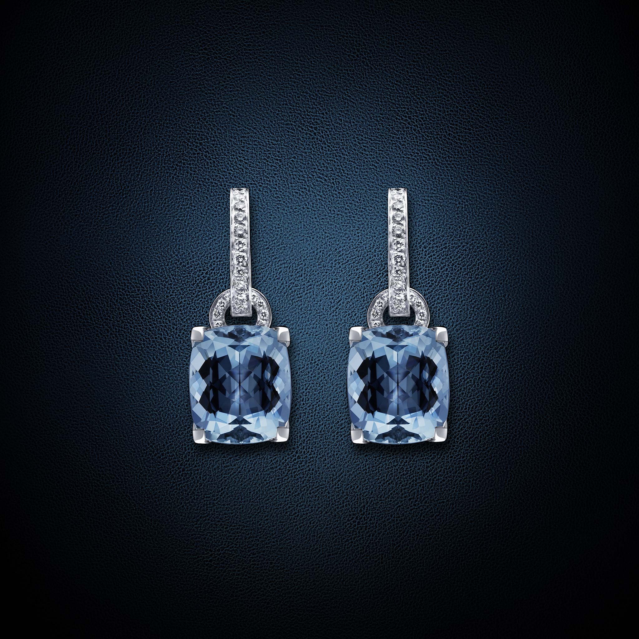 Earrings COCKTAIL diamonds and Aqua-Marine