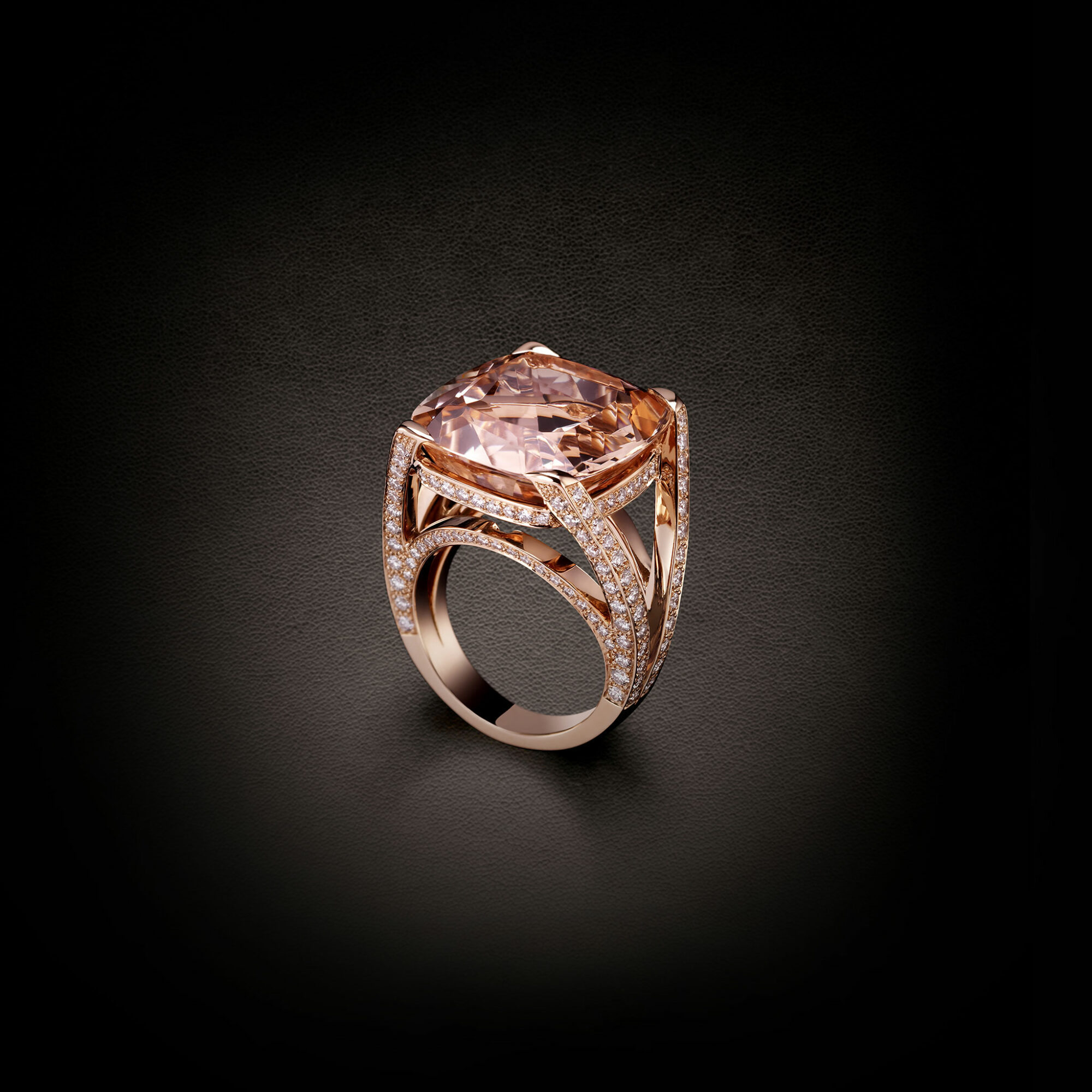 Ring COCKTAIL diamonds and morganite