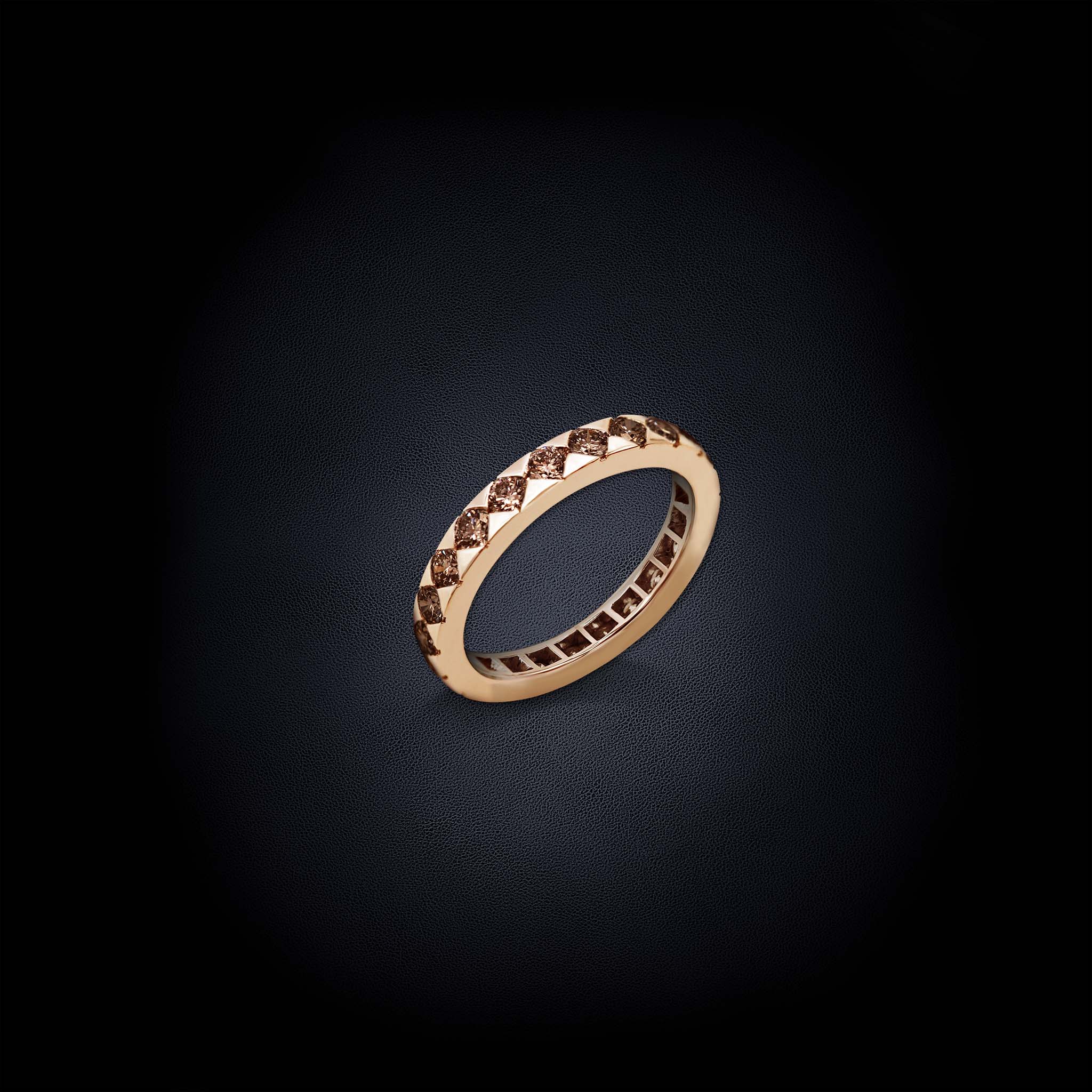 Wedding ring SIGNATURE pink gold brown diamonds