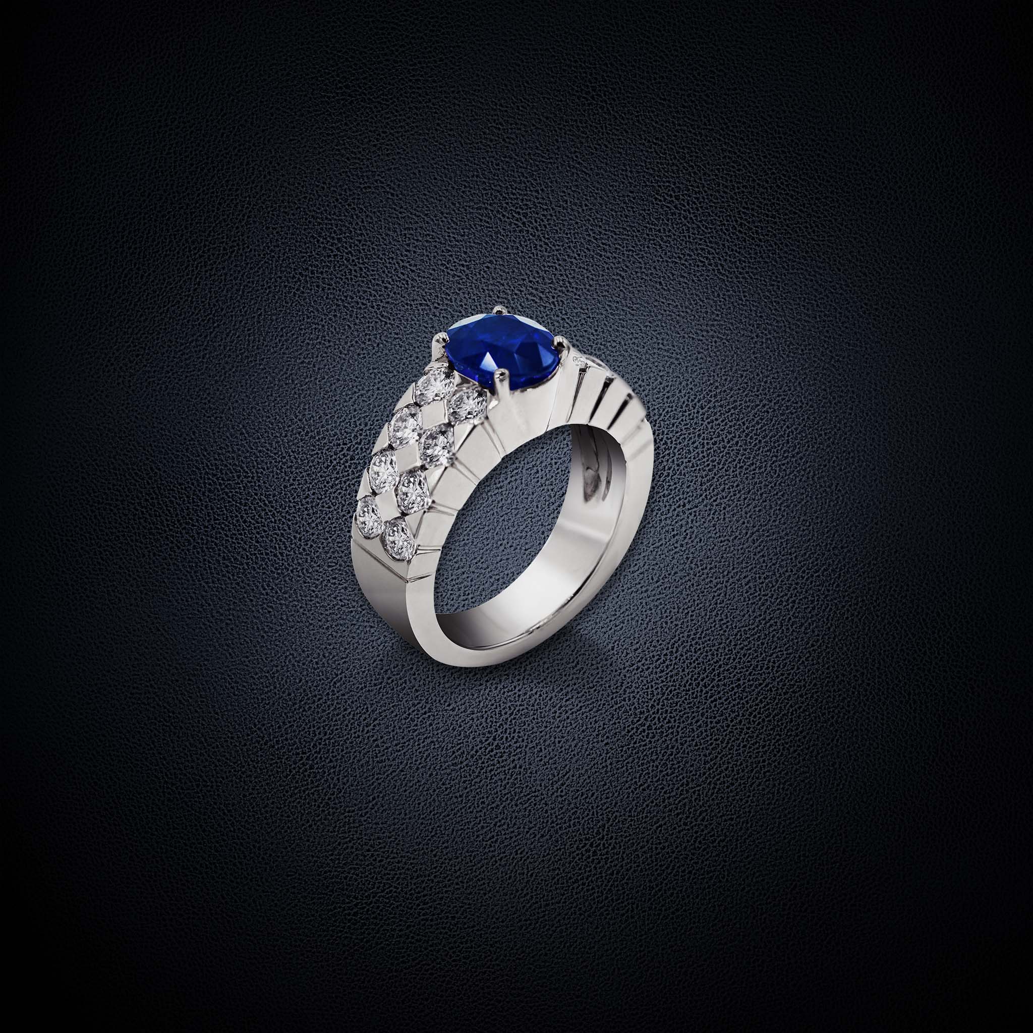 Ring SIGNATURE 2 rows blue sapphire