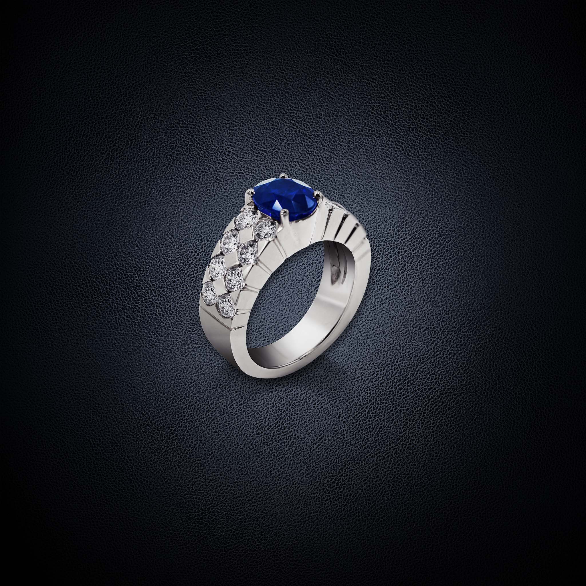 Bague SIGNATURE 2 rangs saphir bleu