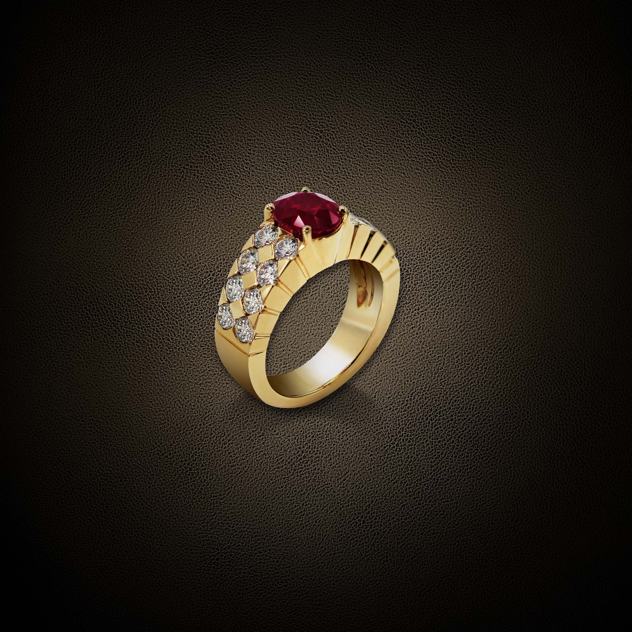 Ring SIGNATURE 2 rows ruby