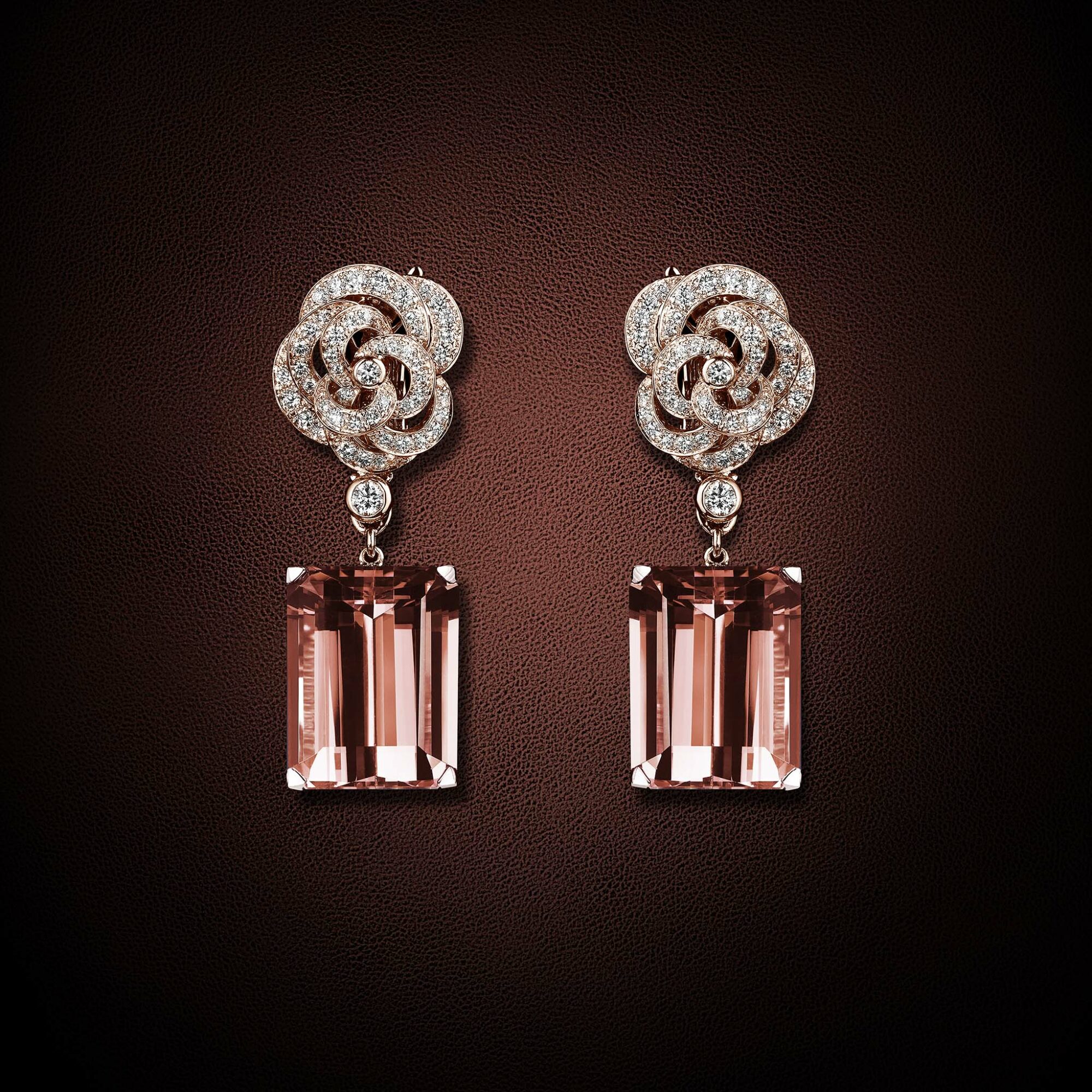 Boucles d’oreilles CONCERTO diamants et morganite