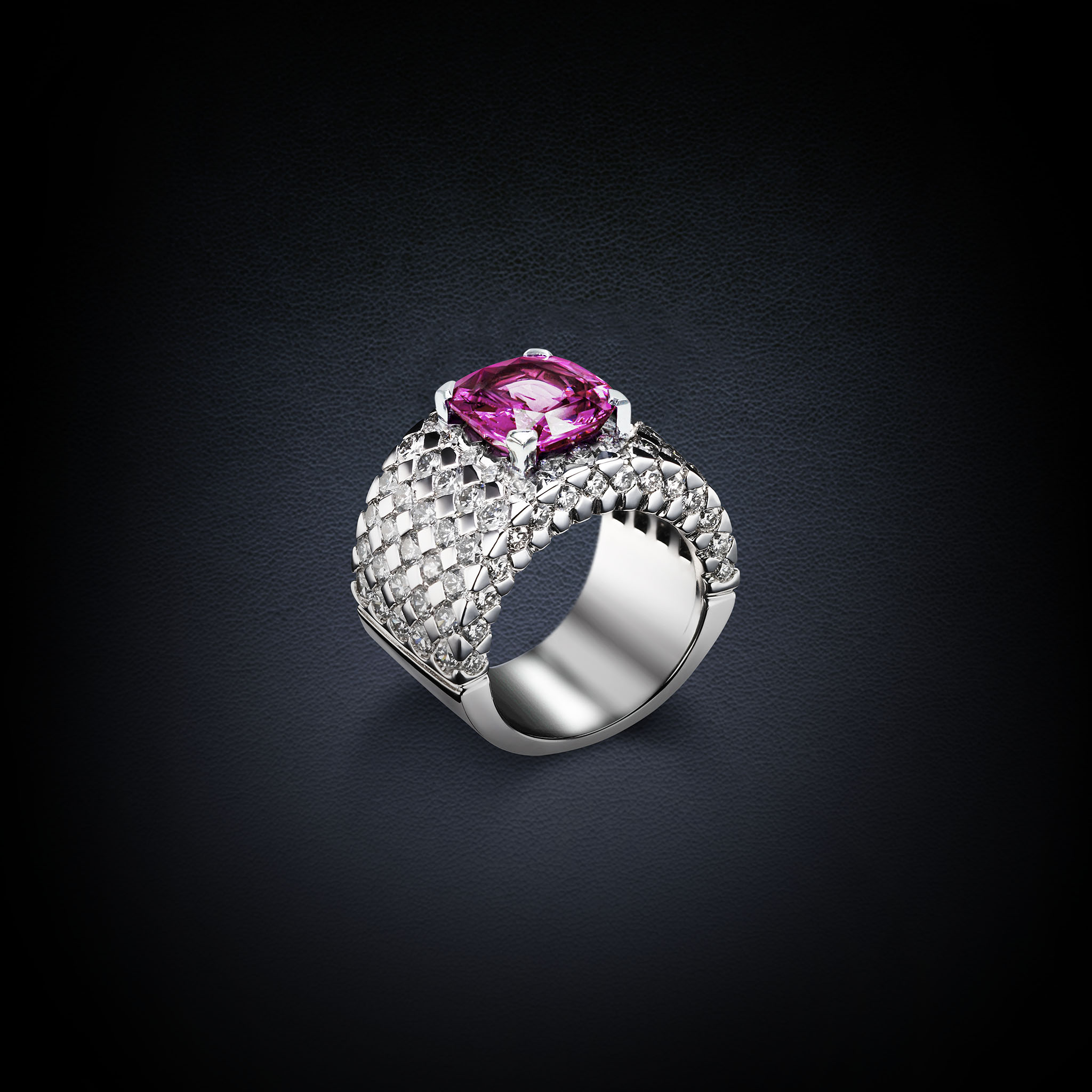 Bague SIGNATURE 5 rangs saphir rose